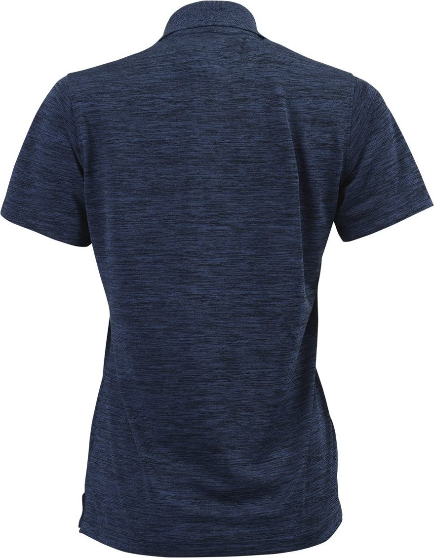 Rear View of Deep Blue Heather Women's Dakota Striated Heather Polo - 131