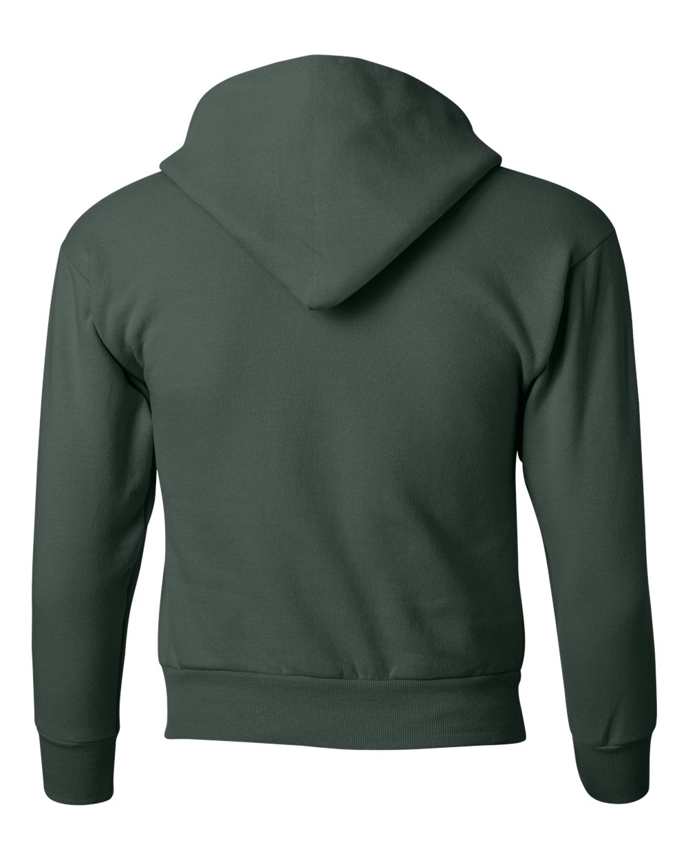 Rear View of Deep Forest Ecosmart® Youth Hooded Sweatshirt - P473