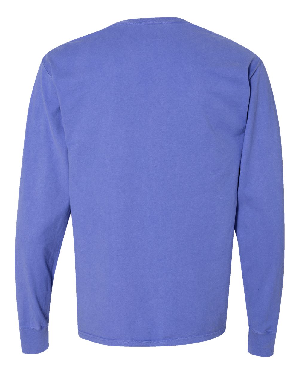 Rear View of Deep Forte Blue Garment-Dyed Long Sleeve T-Shirt - GDH200