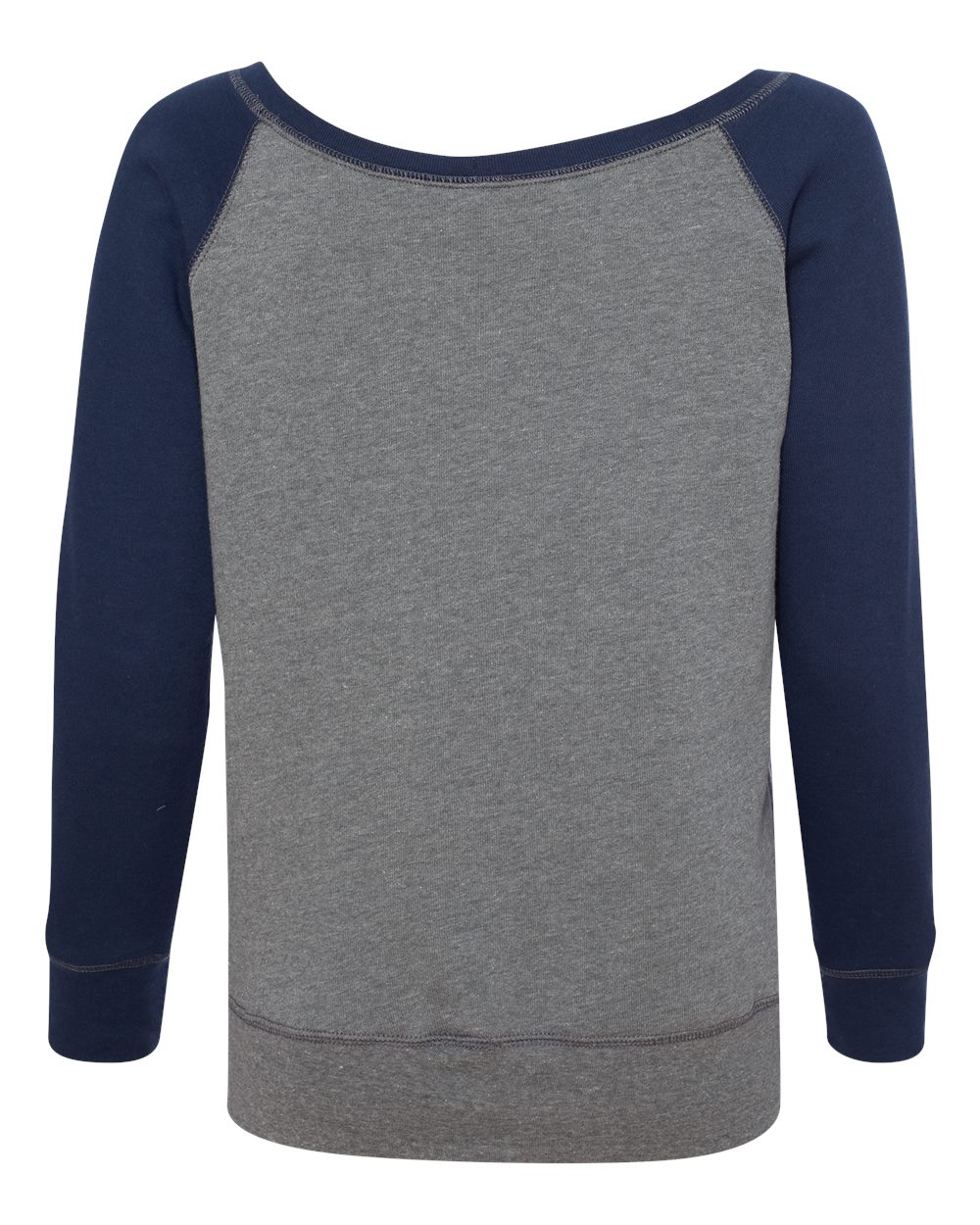 Rear View of Deep Heather/ Navy Women’s Sponge Fleece Wide Neck Sweatshirt - 7501