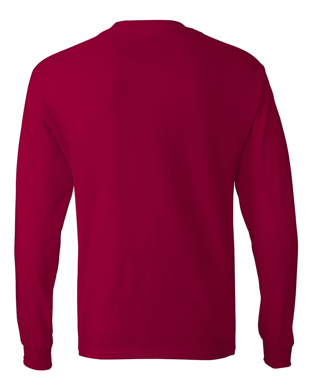 Rear View of Deep Red Authentic Long Sleeve T-Shirt - 5586