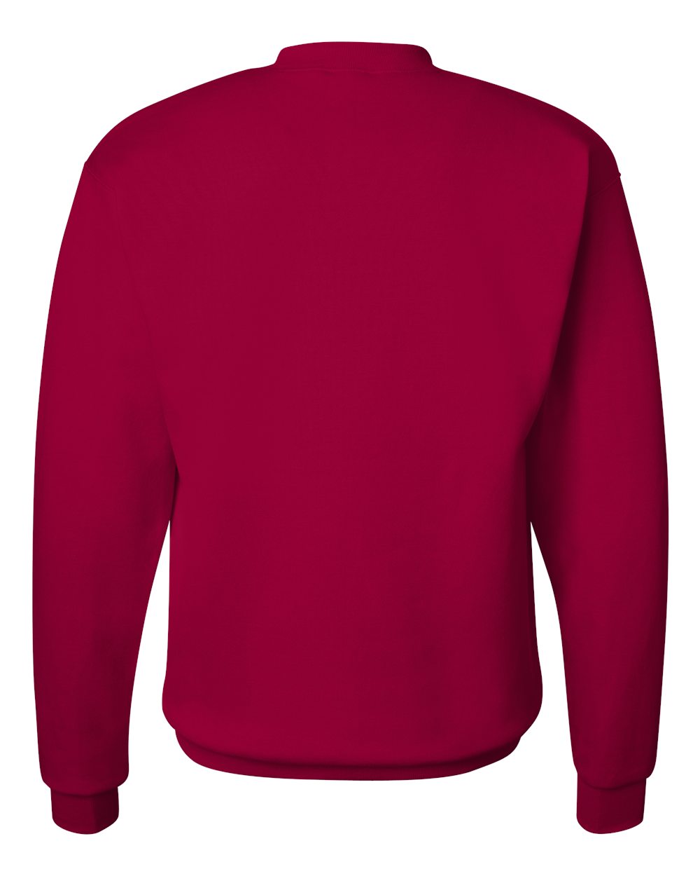 Rear View of Deep Red Ecosmart® Crewneck Sweatshirt - P160