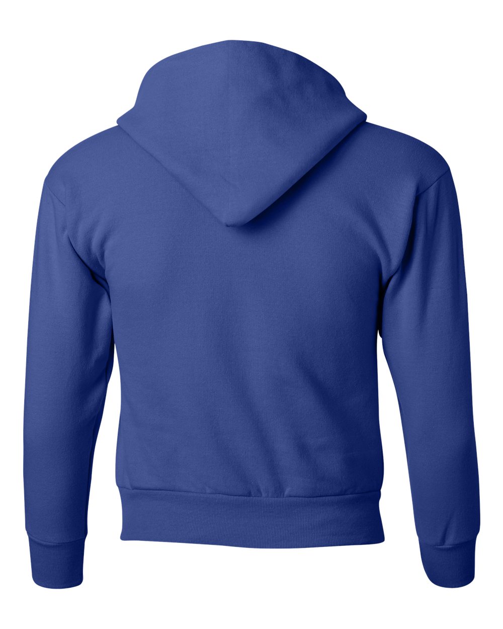 Rear View of Deep Royal Ecosmart® Youth Hooded Sweatshirt - P473