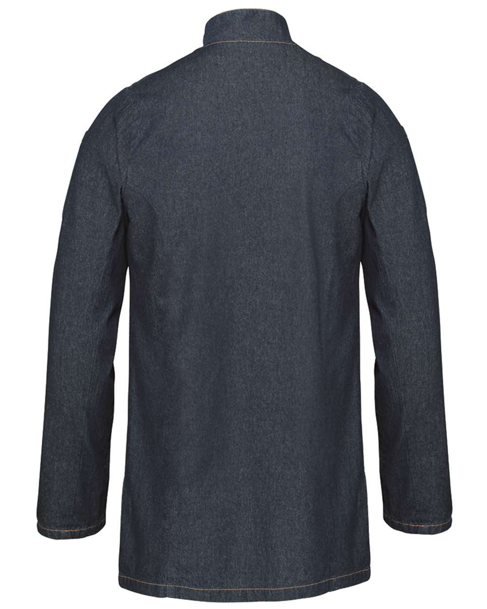 Rear View of Denim Blue Unisex Denim Chef's Jacket - RP660