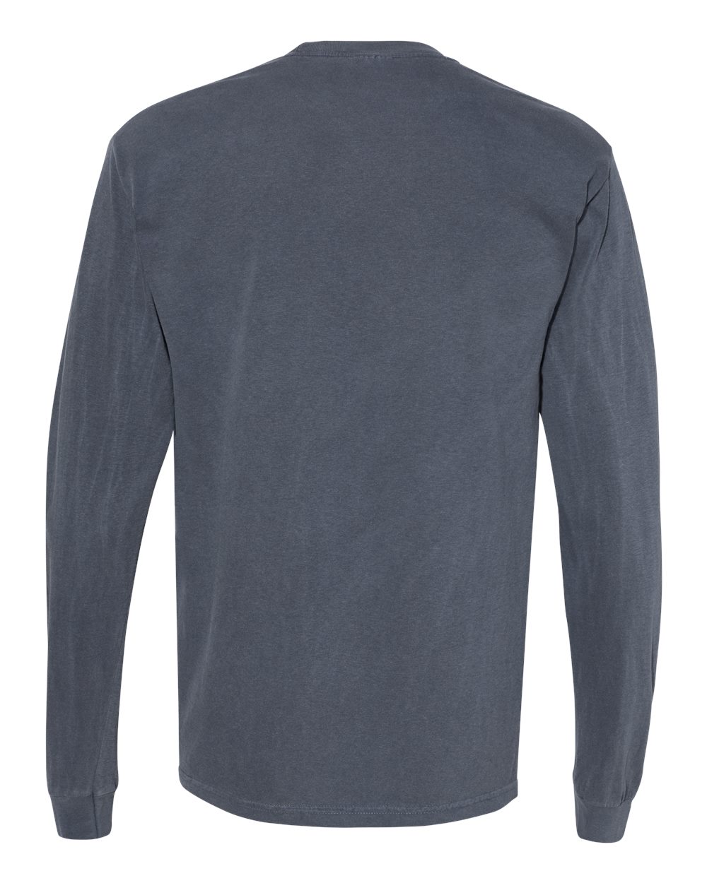 Rear View of Denim Garment-Dyed Heavyweight Long Sleeve Pocket T-Shirt - 4410