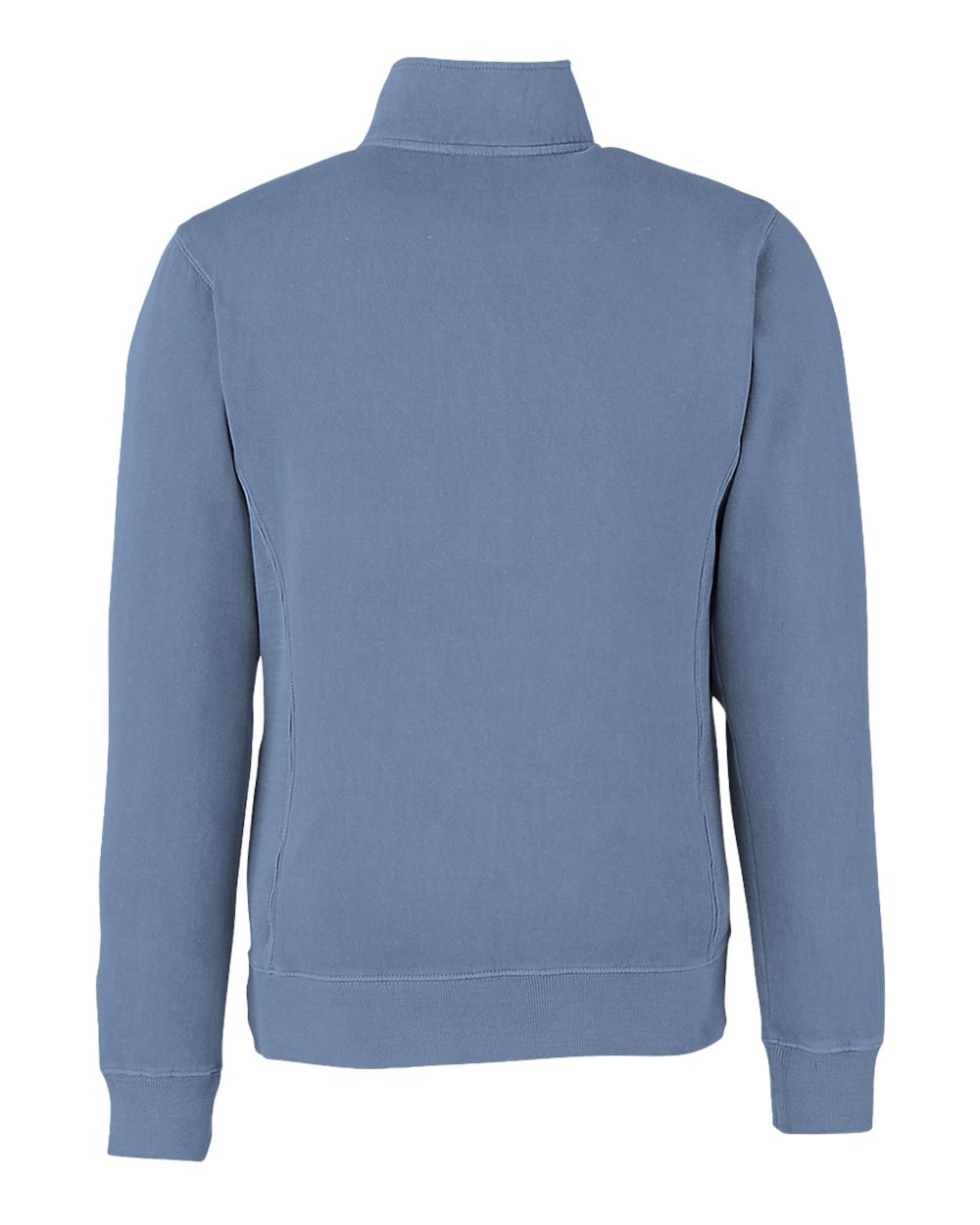 Rear View of Denim Pigment-Dyed Fleece Quarter-Zip Pullover - 8732