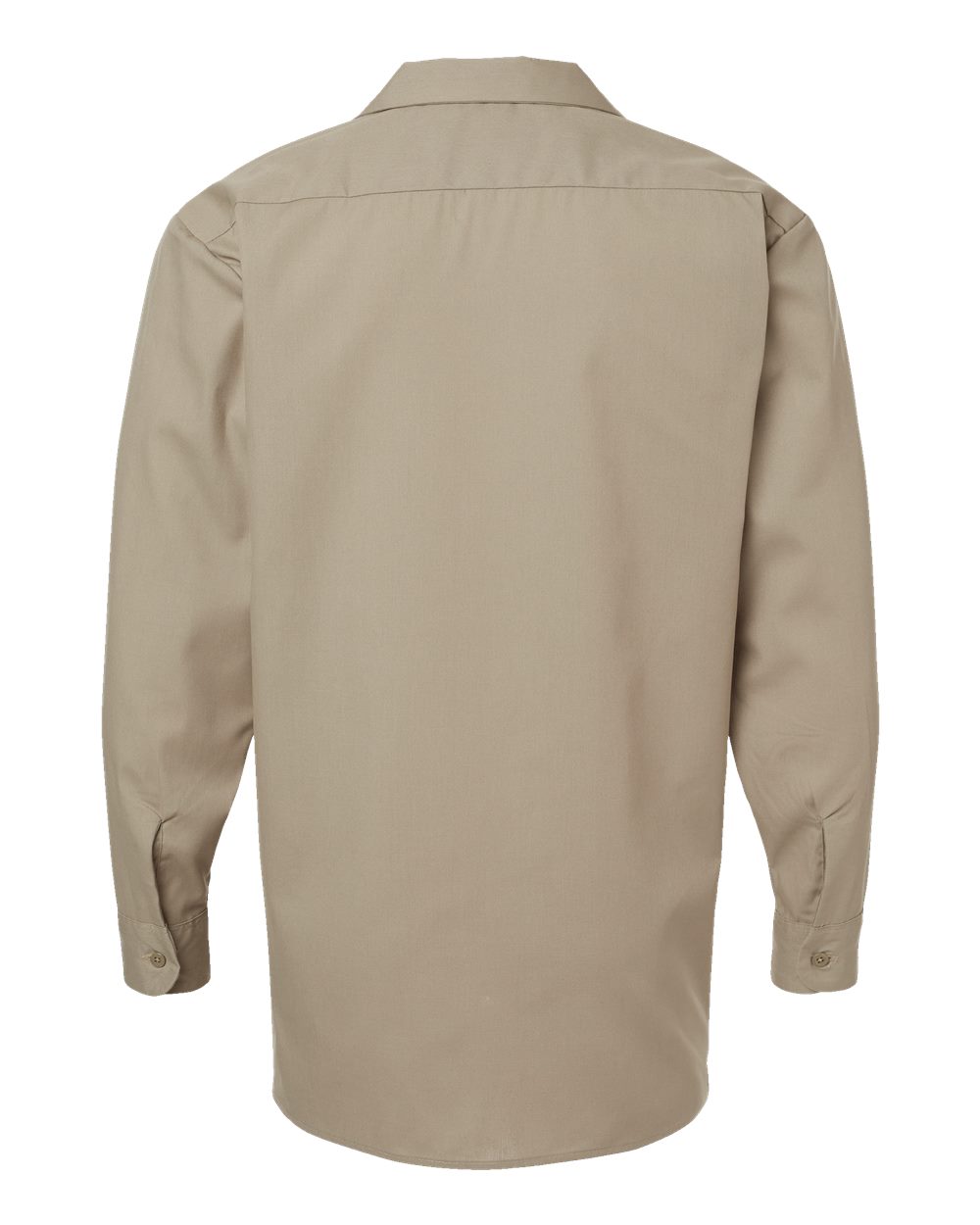 Rear View of Desert Sand Industrial Long Sleeve Work Shirt - Tall Sizes - L535T