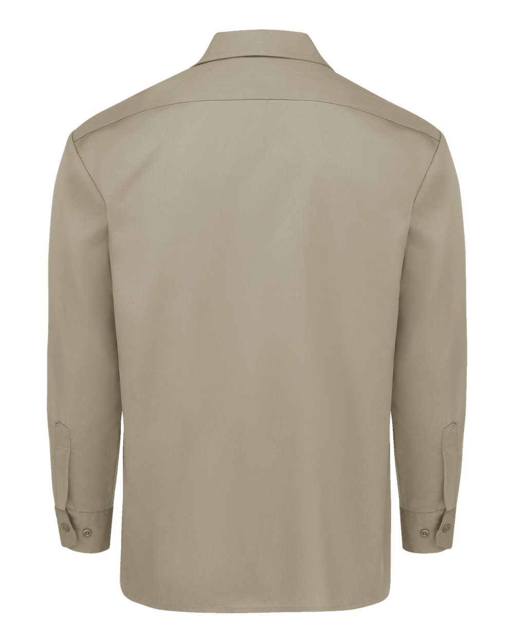 Rear View of Desert Sand Long Sleeve Work Shirt - Tall Sizes - 5574T