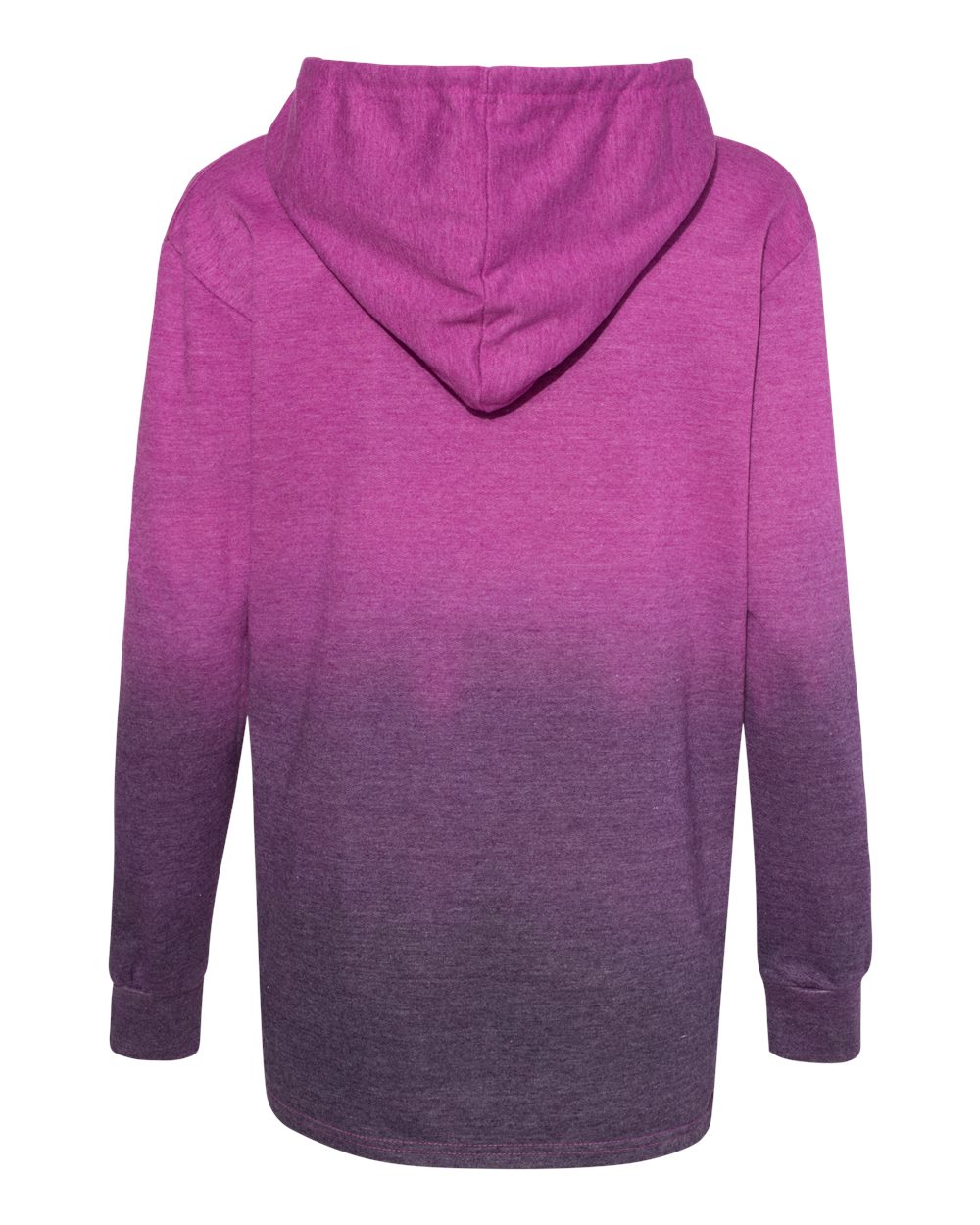 Rear View of Dragonfruit/ Navy Women's French Terry Ombré Hooded Sweatshirt - W20185