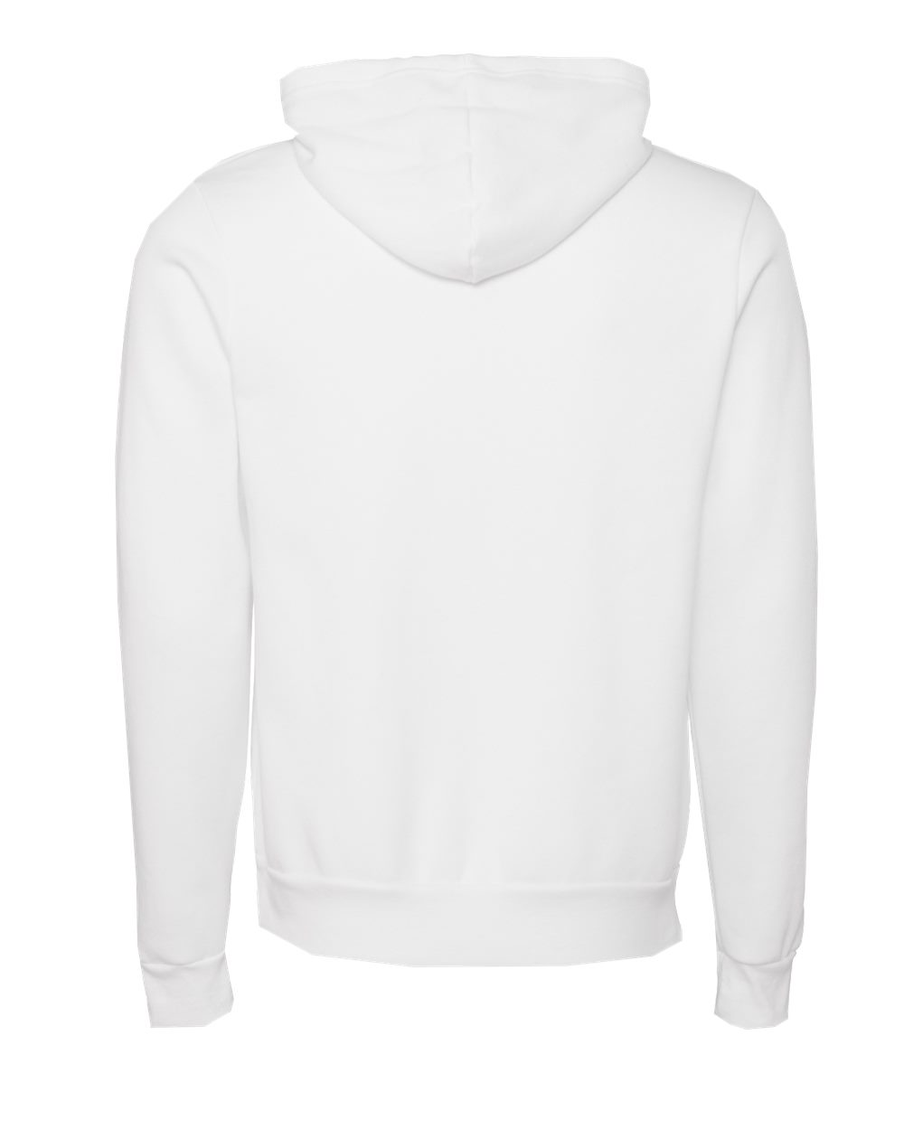 Rear View of DTG White Sponge Fleece Hoodie - 3719