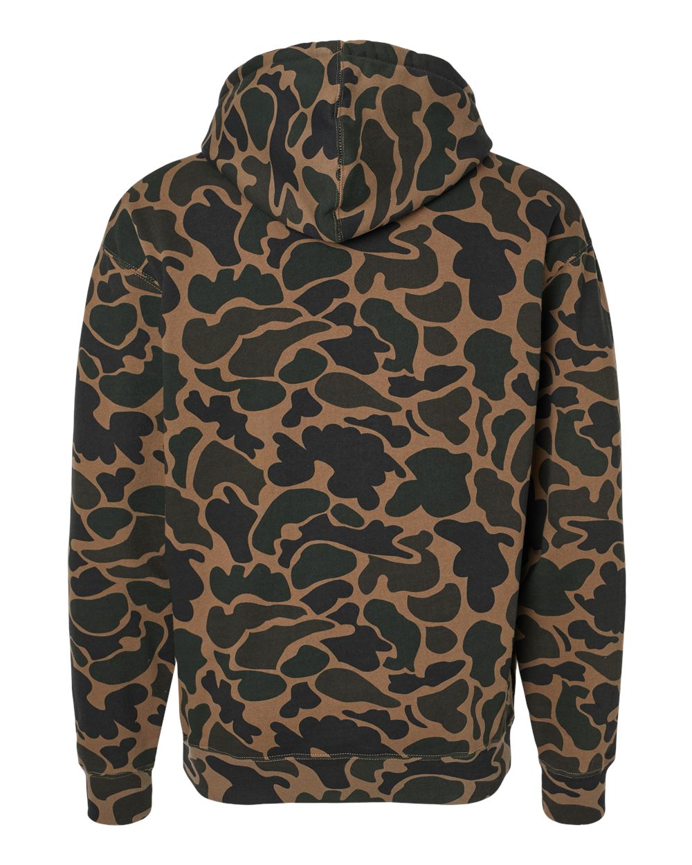 Rear View of Duck Camo Heavyweight Hooded Sweatshirt - IND4000