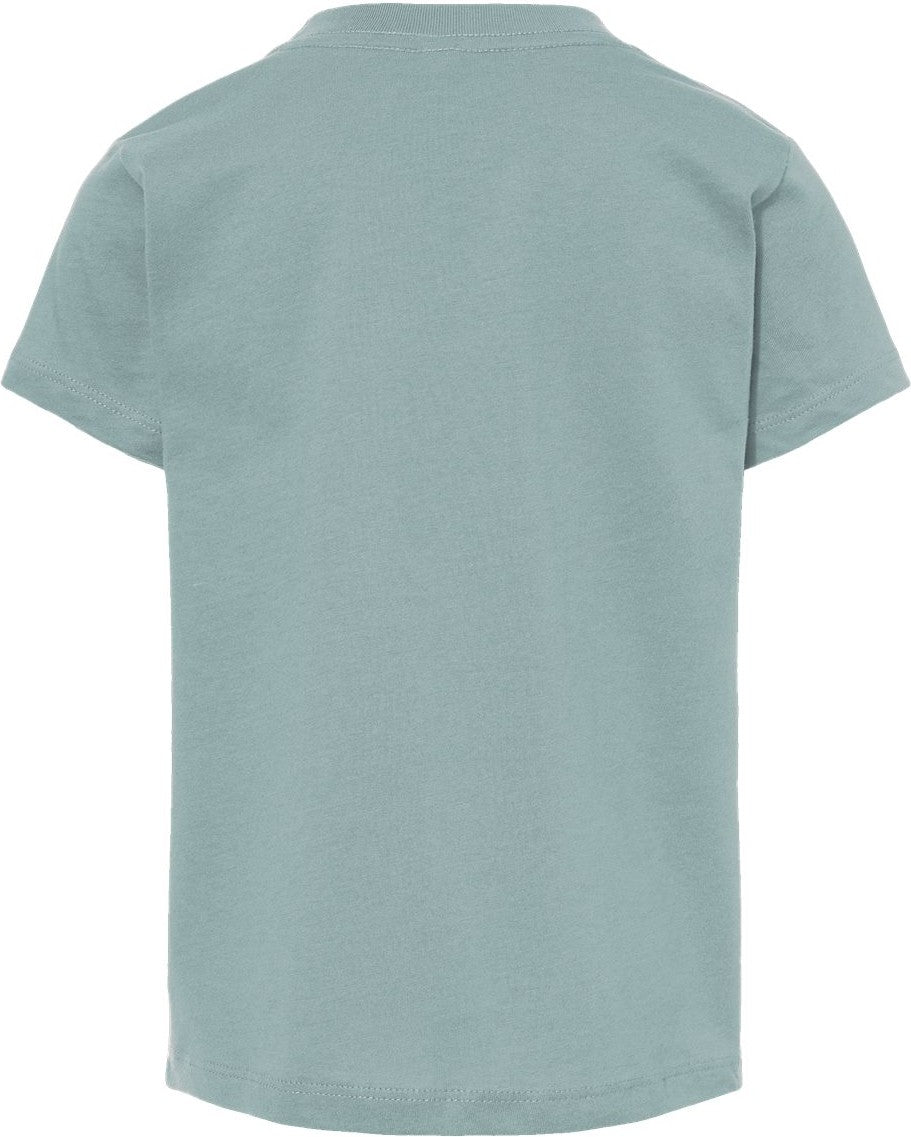 Rear View of Dusty Blue Toddler Jersey Tee - 3001T