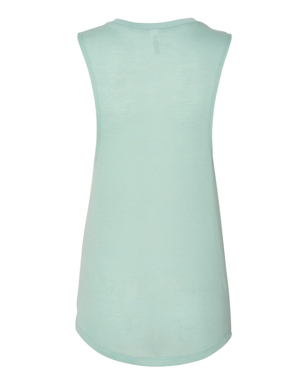 Rear View of Dusty Blue Women's Flowy Scoop Muscle Tank - 8803