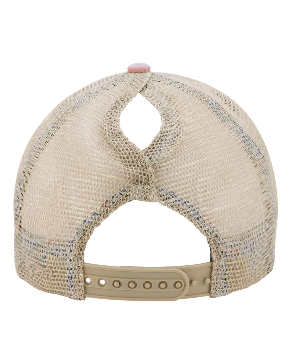 Rear View of Dusty Pink/ Floral Women's Washed Mesh-Back Cap - TESS