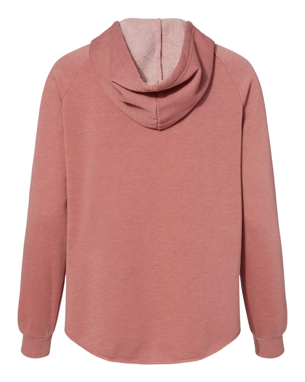 Rear View of Dusty Rose Women's California Wave Wash Full-Zip Hooded Sweatshirt - PRM2500Z