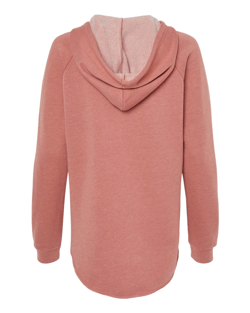 Rear View of Dusty Rose Women’s Lightweight California Wave Wash Hooded Sweatshirt - PRM2500