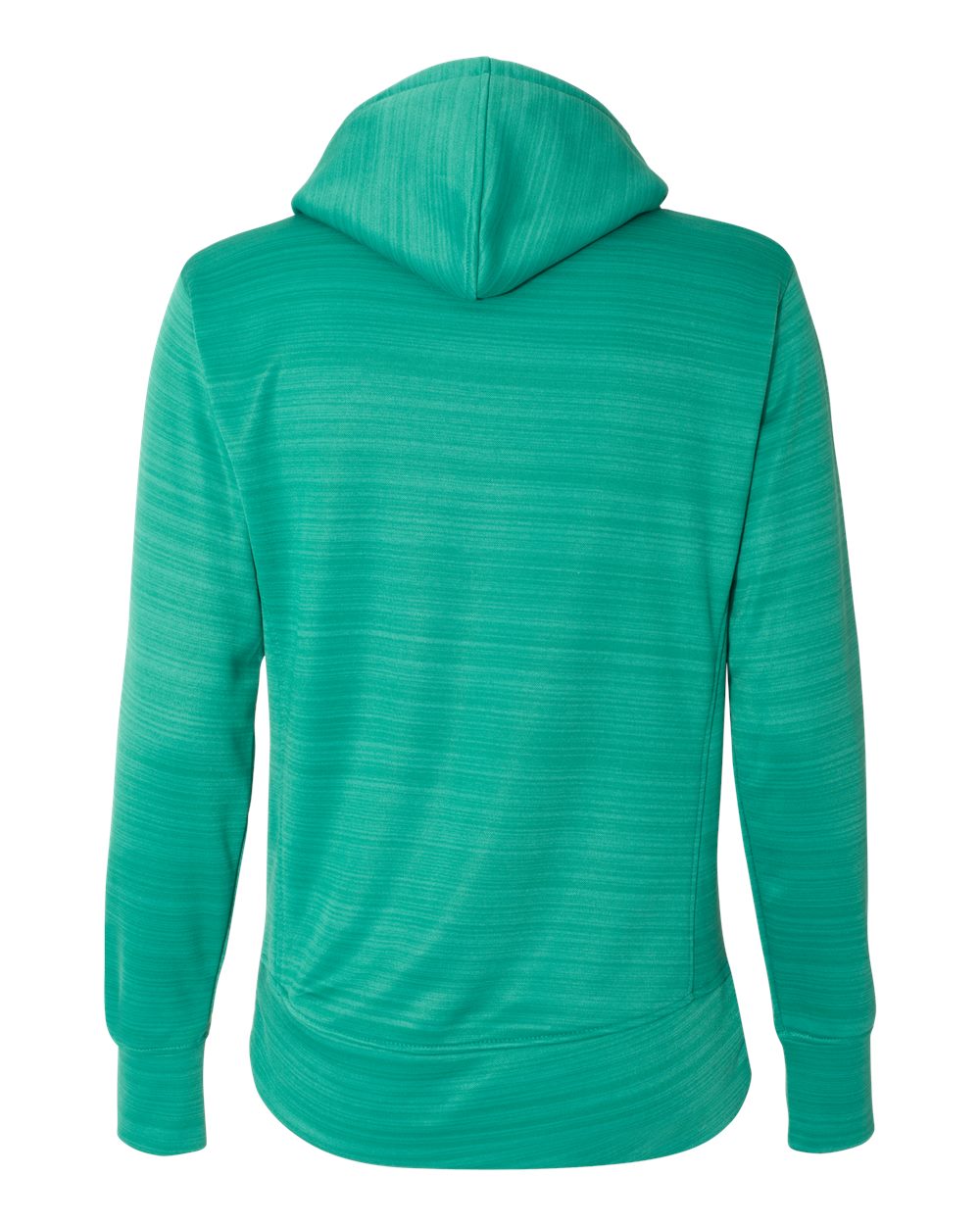 Rear View of Dynasty Green Stripe Women's Odyssey Striped Performance Fleece Lapover Hooded Sweatshirt - 8662