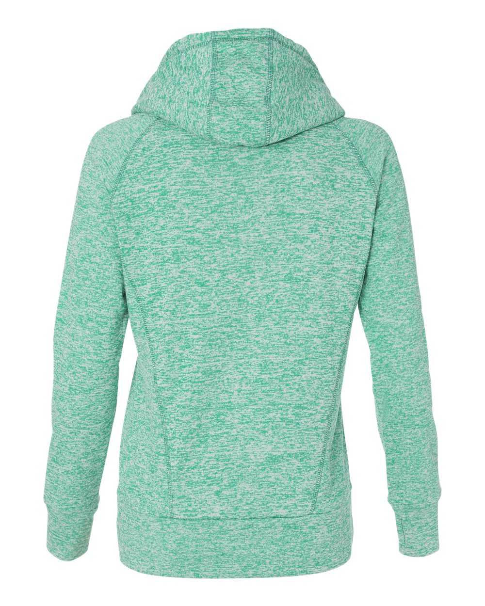 Rear View of Emerald/ Neon Yellow Women’s Cosmic Fleece Hooded Sweatshirt - 8616