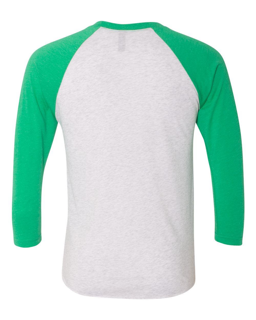 Rear View of Envy Sleeves/ Heather White Body Triblend Three-Quarter Raglan T-Shirt - 6051