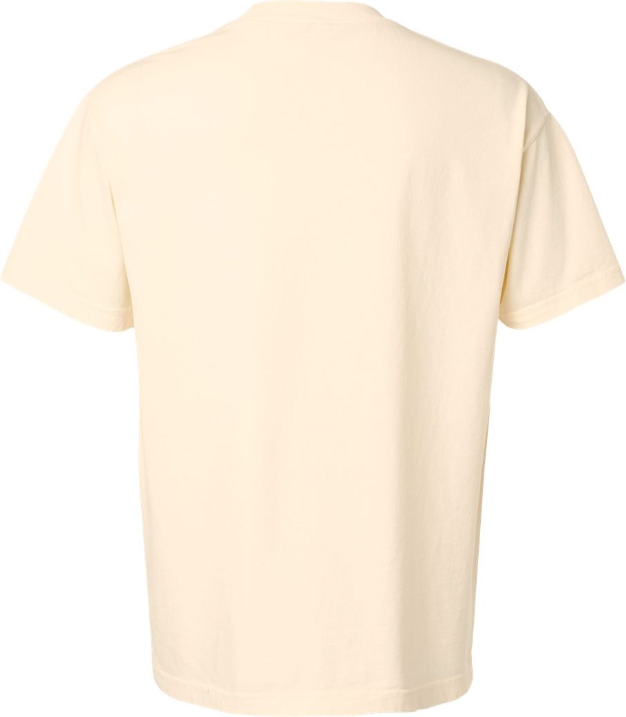 Rear View of Faded Cream Garment-Dyed Heavyweight Cotton Tee - 1301GD