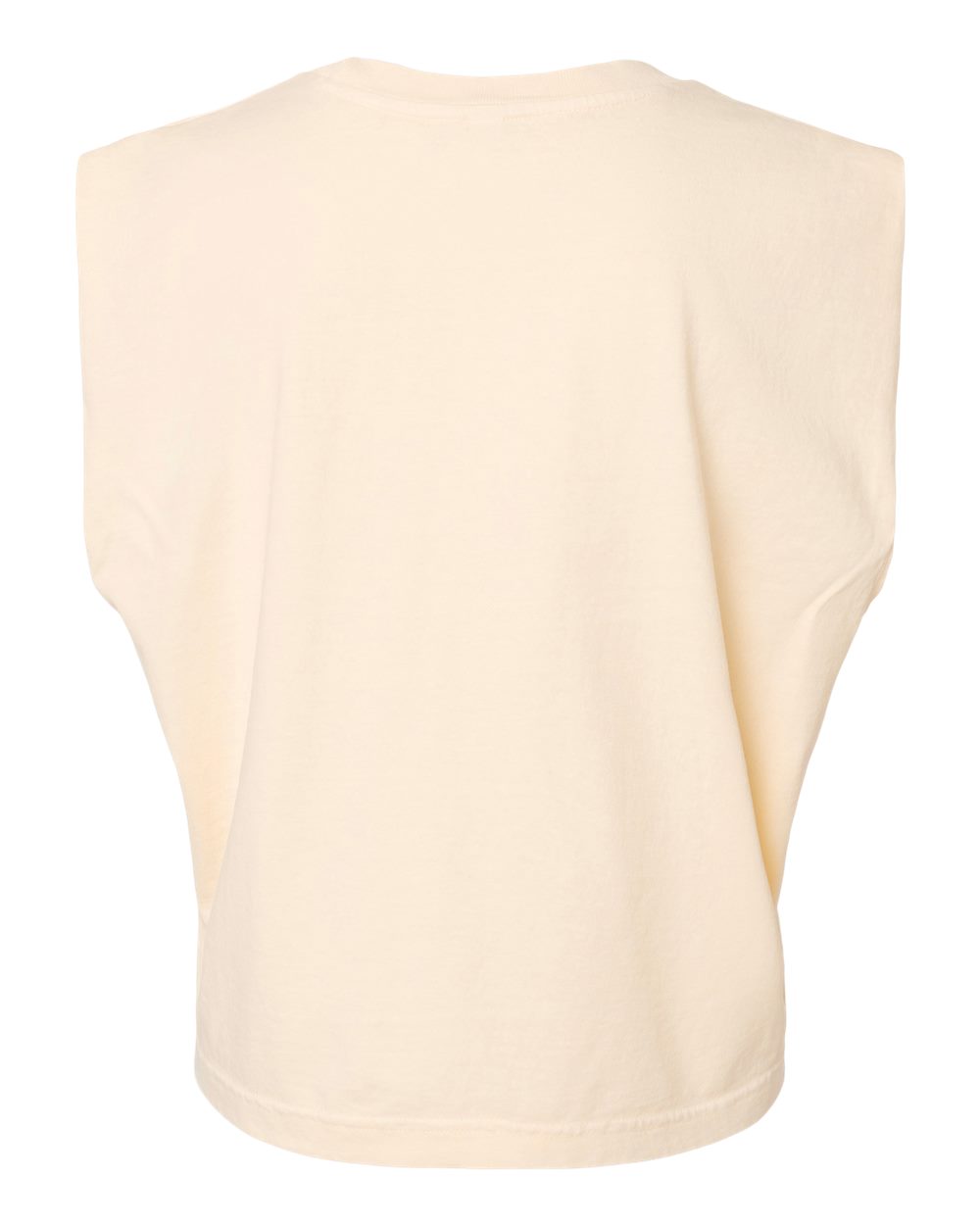 Rear View of Faded Cream Garment-Dyed Women's Heavyweight Muscle Tee - 307GD