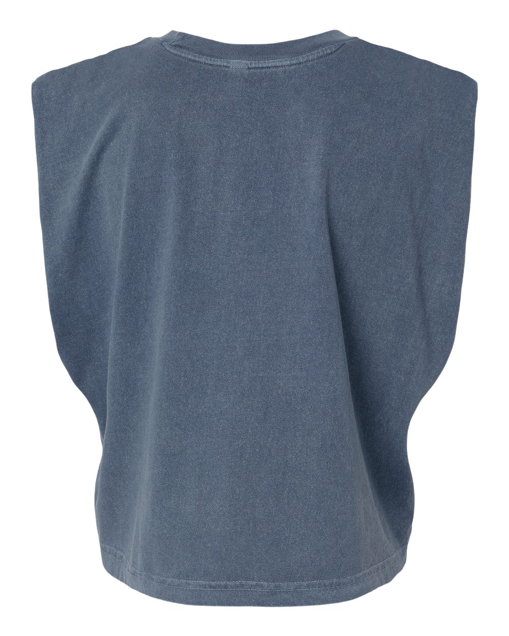 Rear View of Faded Navy Garment-Dyed Women's Heavyweight Muscle Tee - 307GD