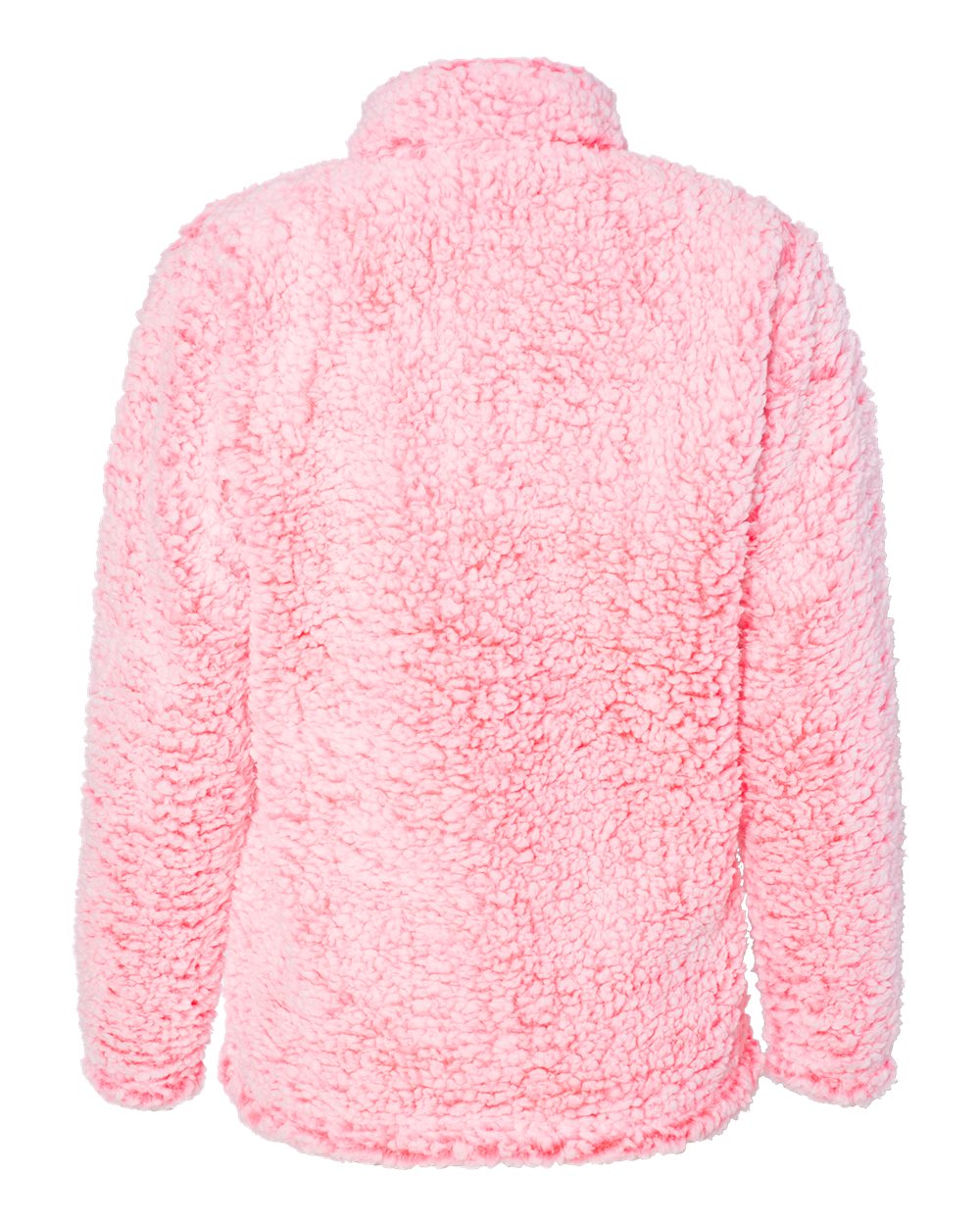 Rear View of Fire Coral Heather Women’s Epic Sherpa Quarter-Zip Pullover - 8451