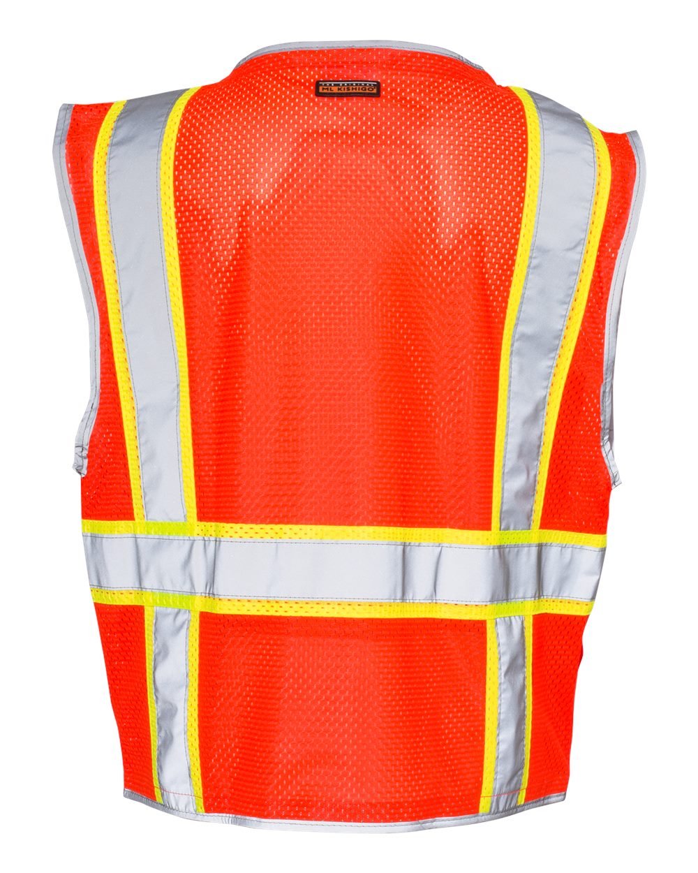 Rear View of Fluorescent Red (1710) Premium Brilliant Series® Heavy-Duty Class 2 Vest - 1510-1511
