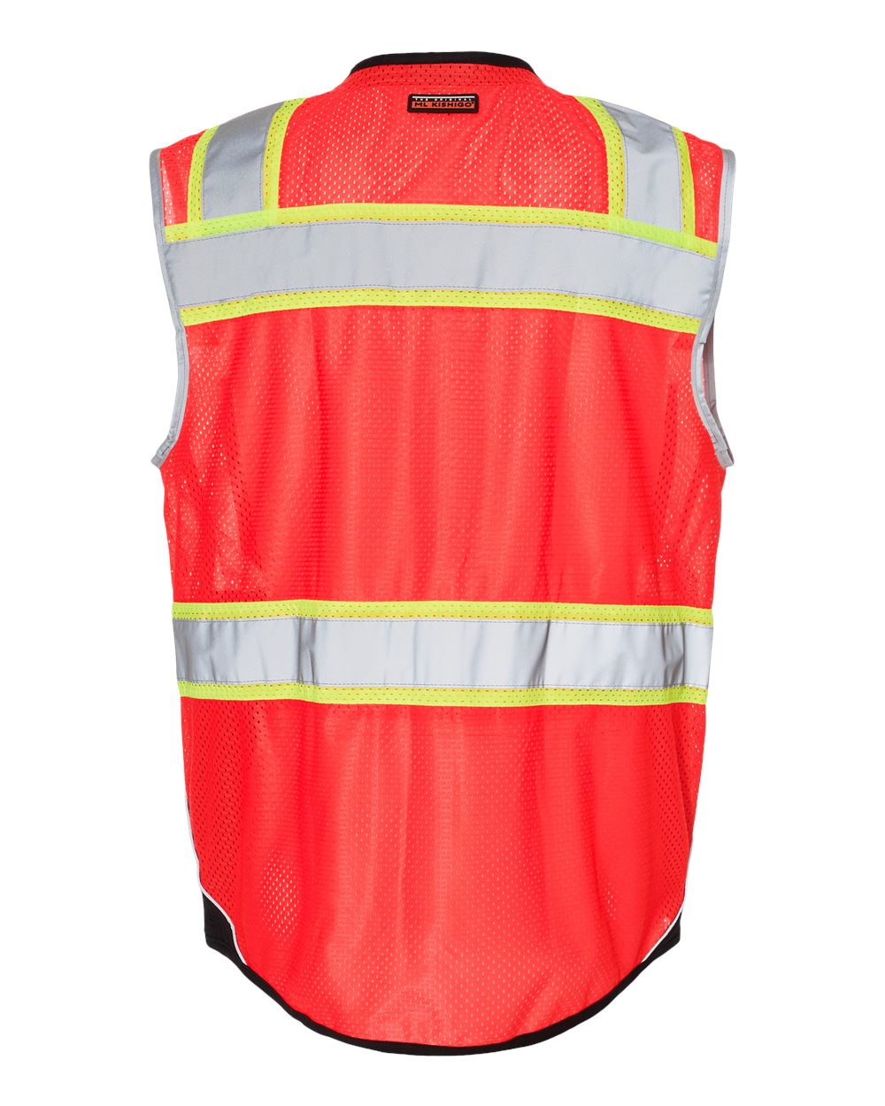 Rear View of Fluorescent Red (1715) Premium Black Series® Black Bottom Class 2 Vest - 1515-1516