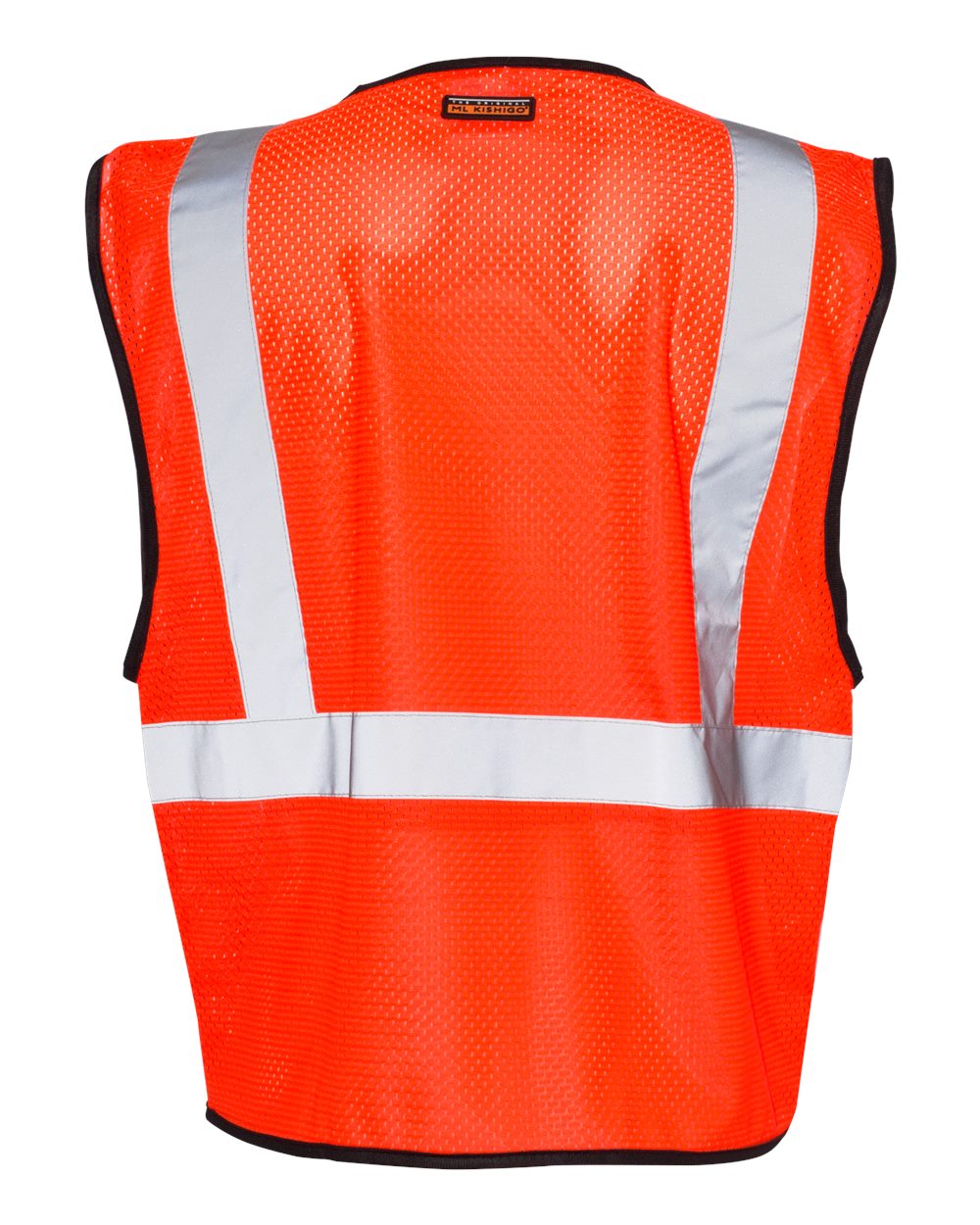 Rear View of Fluorescent Red (1719) Single Pocket Zipper Mesh Class 2 Vest - 1519-1520