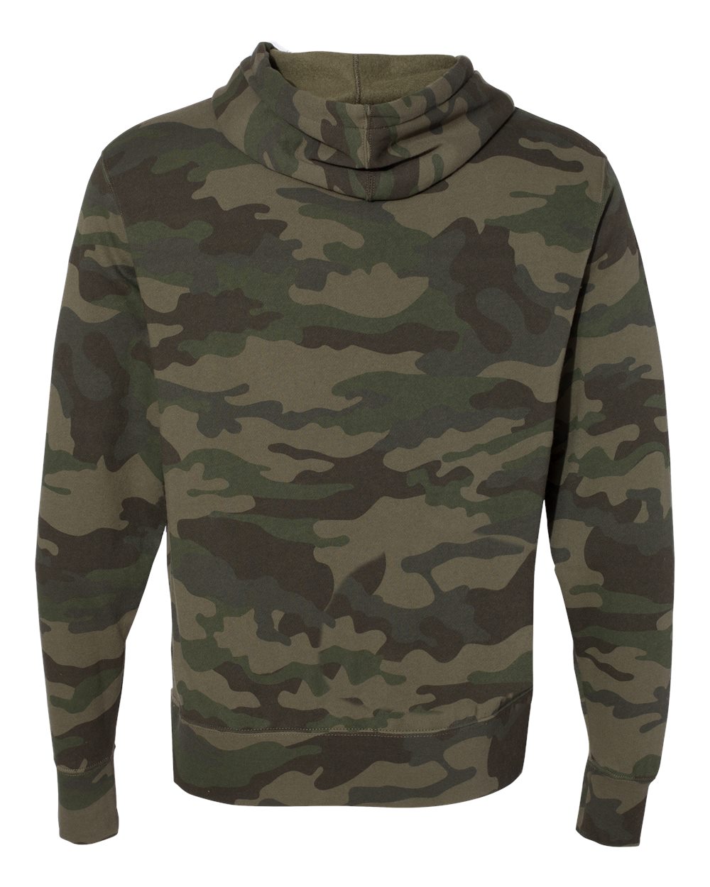 Rear View of Forest Camo Lightweight Hooded Sweatshirt - AFX90UN