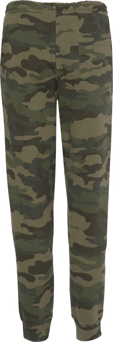 Rear View of Forest Camo Midweight Fleece Pants - IND20PNT