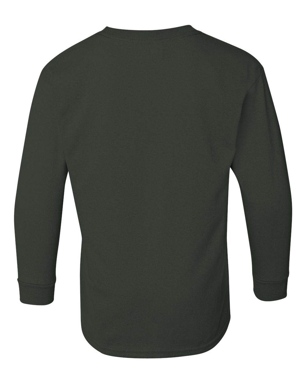 Rear View of Forest Green Heavy Cotton™ Youth Long Sleeve T-Shirt - 5400B