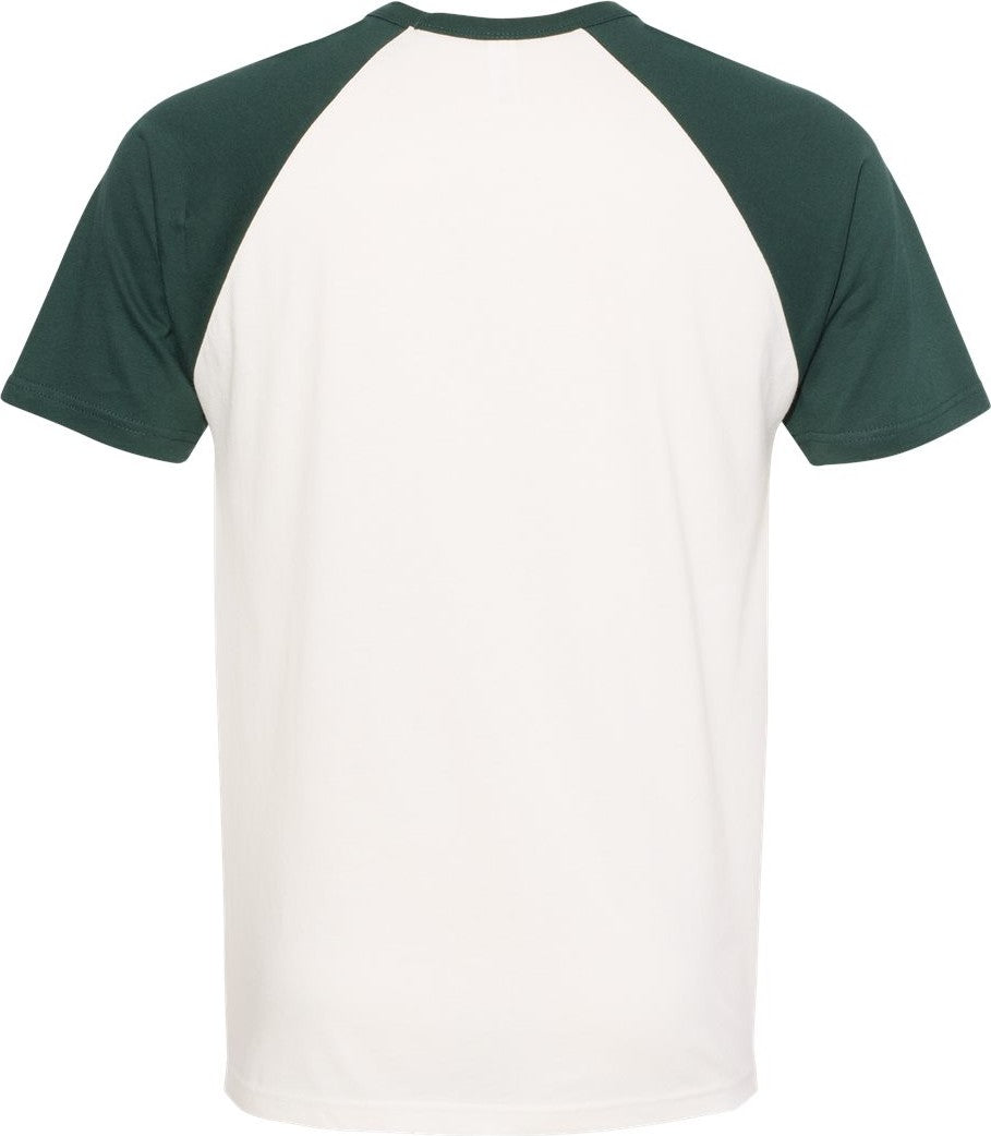 Rear View of Forest Green/ Natural Cotton Raglan T-Shirt - 3650