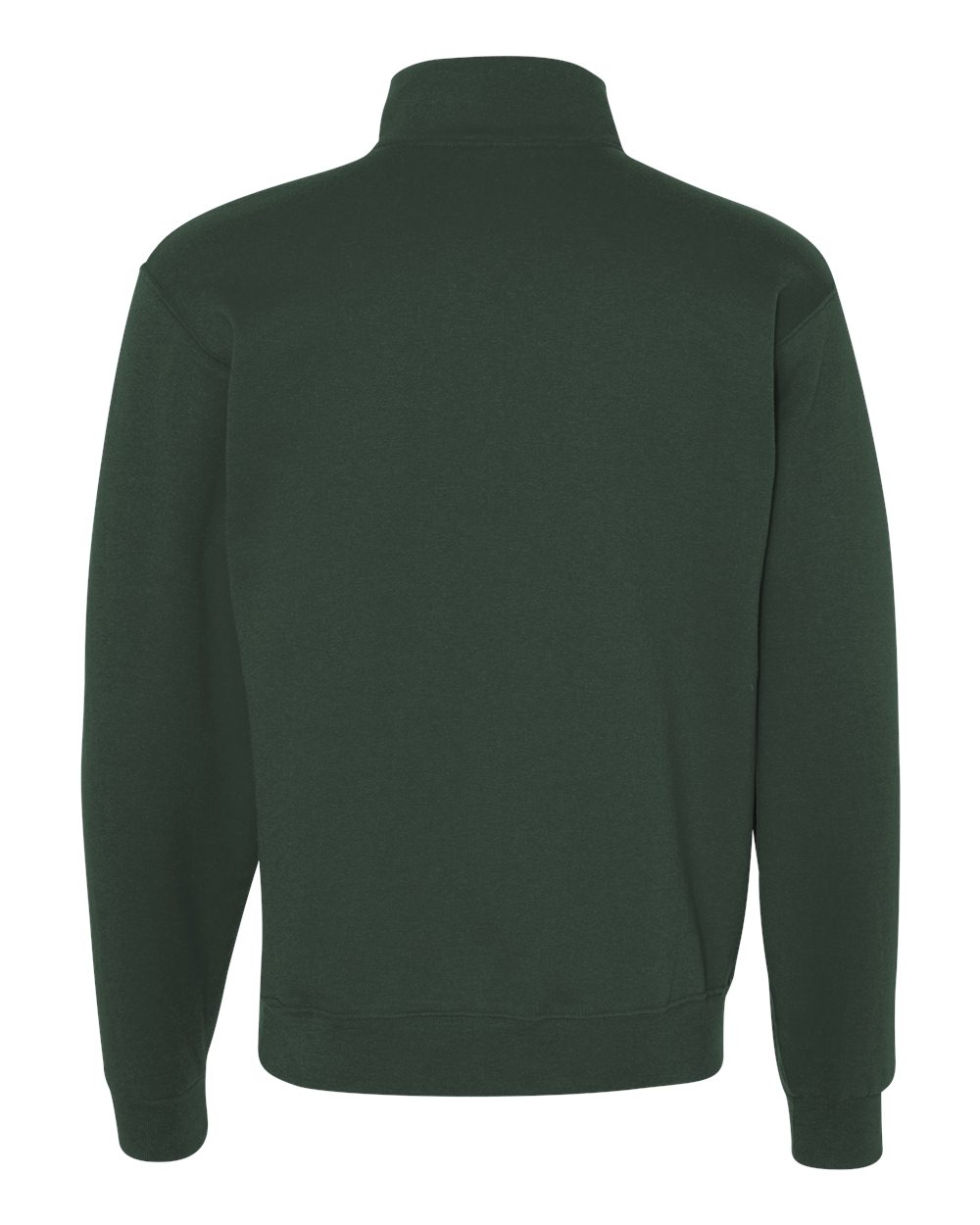 Rear View of Forest Green Nublend® Cadet Collar Quarter-Zip Sweatshirt - 995MR