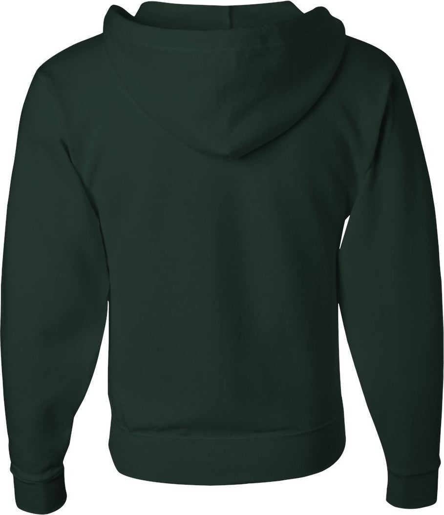 Rear View of Forest Green NuBlend® Full-Zip Hooded Sweatshirt - 993MR