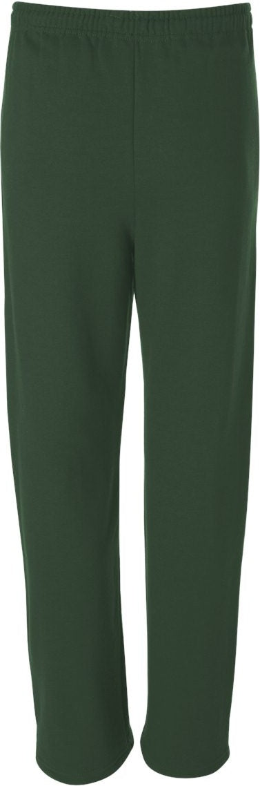 Rear View of Forest Green NuBlend® Open-Bottom Sweatpants with Pockets - 974MPR