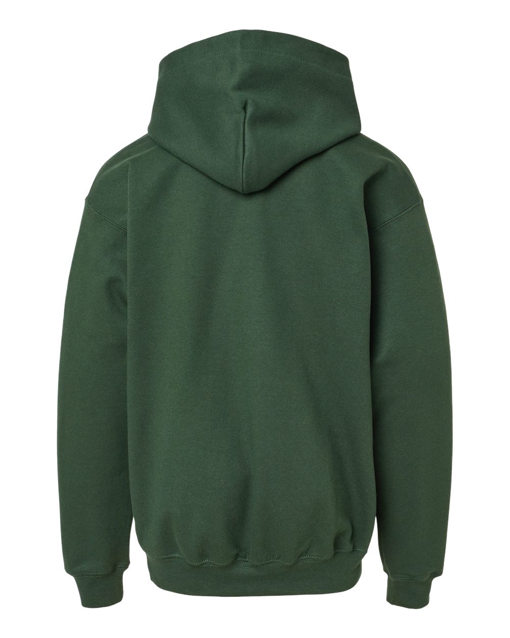 Rear View of Forest Green Softstyle® Youth Midweight Hooded Sweatshirt - SF500B