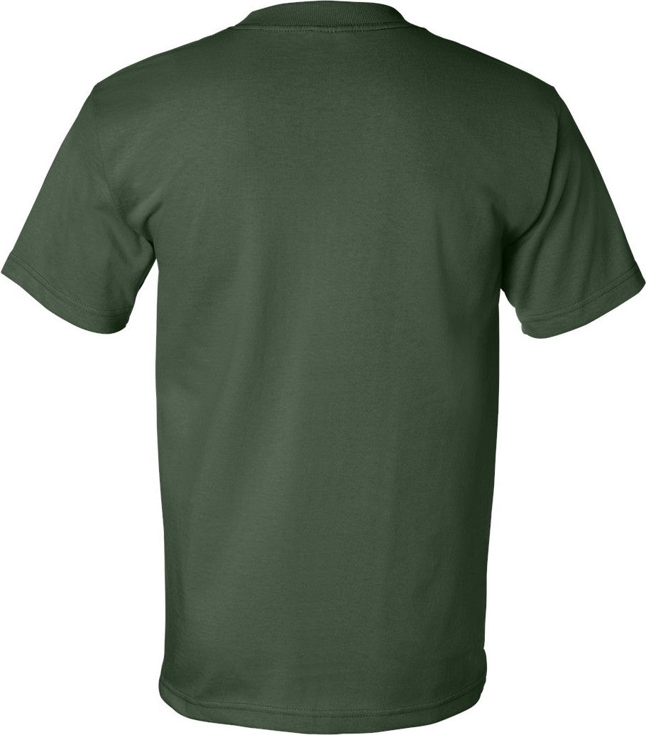 Rear View of Forest Green USA-Made Heavyweight T-Shirt - 5100