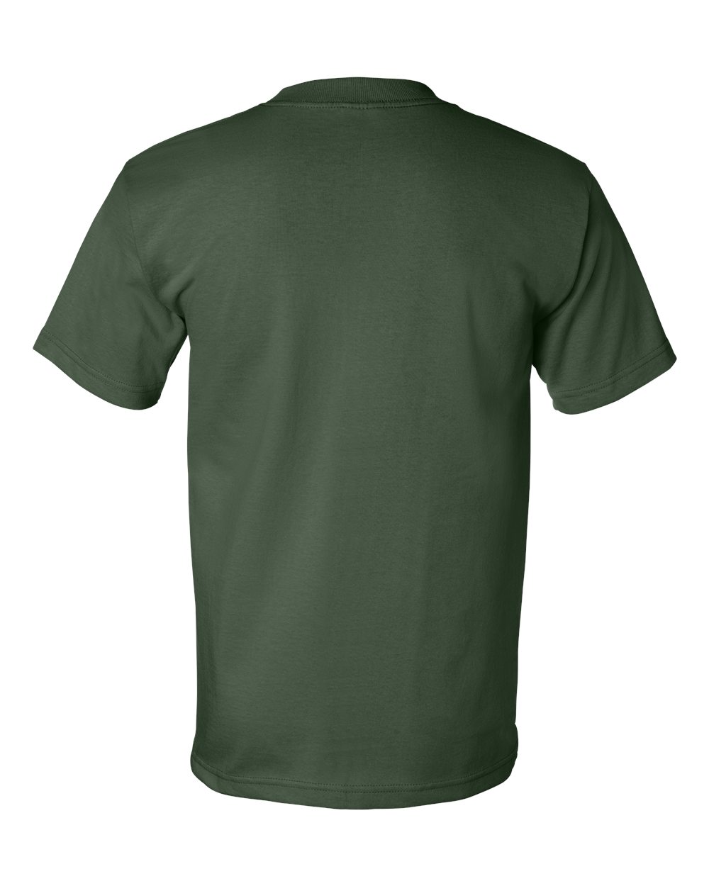 Rear View of Forest Green USA-Made Heavyweight T-Shirt - 5100