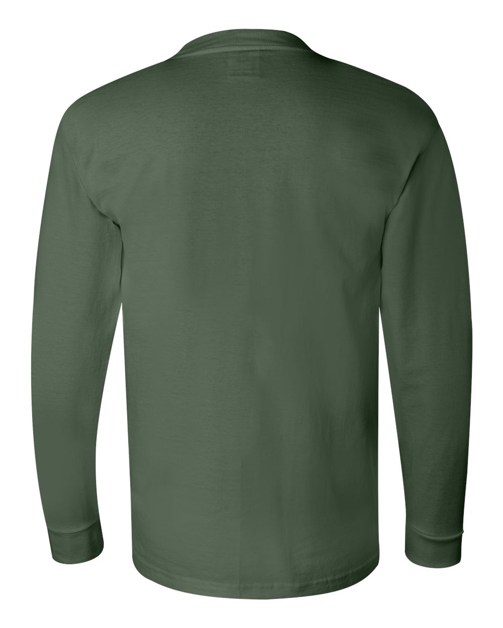 Rear View of Forest Green USA-Made Long Sleeve T-Shirt - 6100
