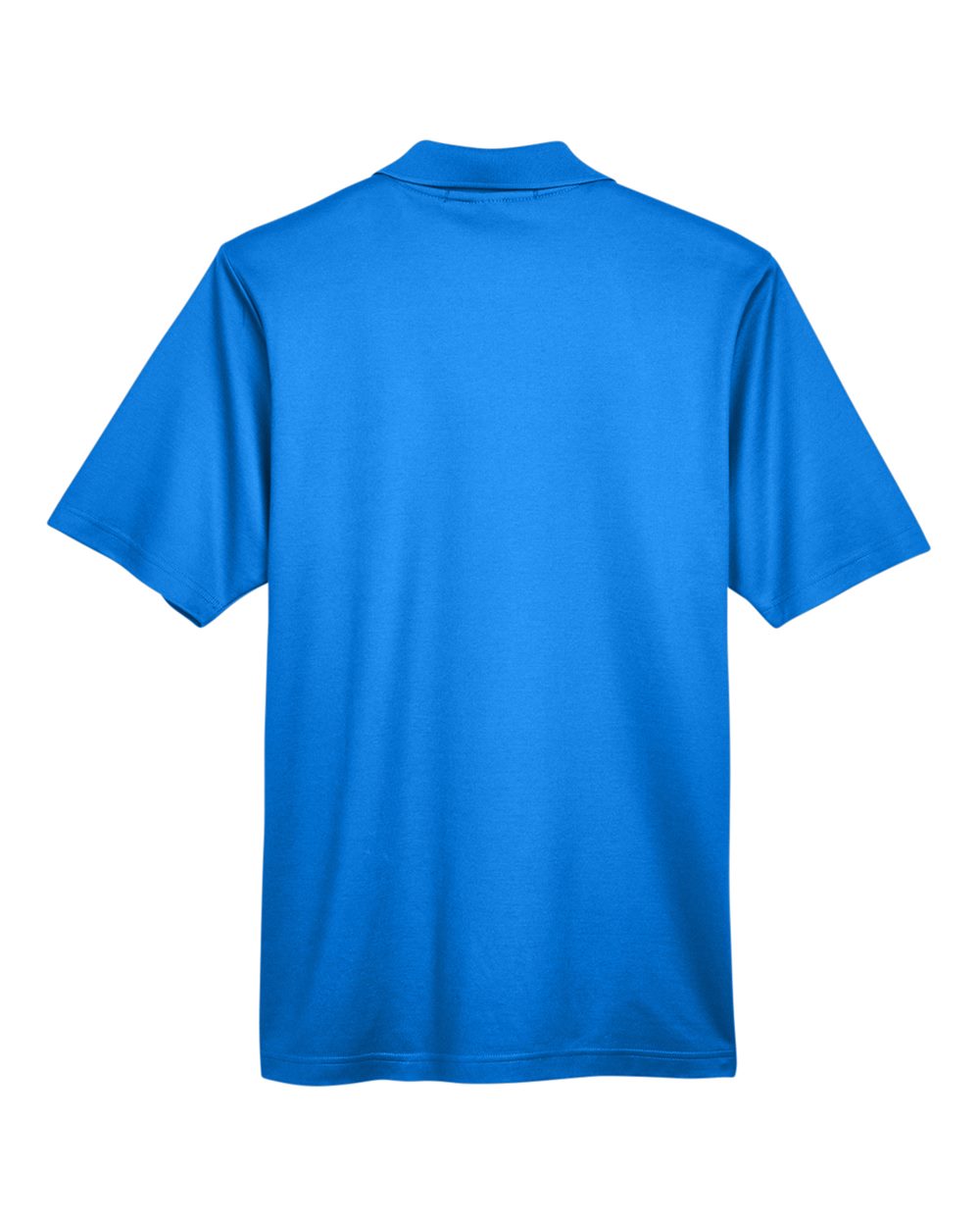 Rear View of French Blue Men's CrownLux Performance® Plaited Polo - DG20