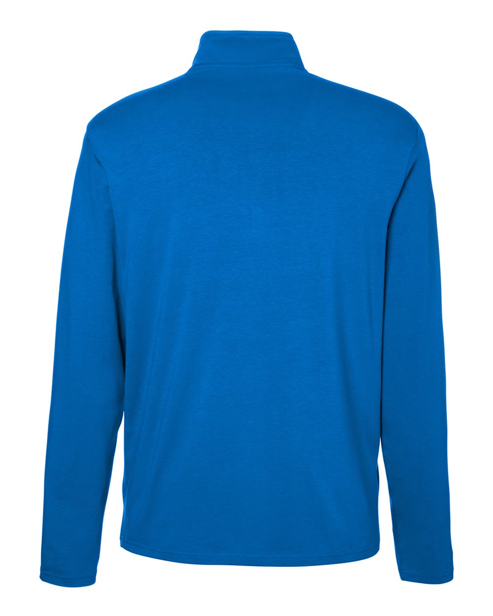 Rear View of French Blue Men's Raleigh Stretch Quarter-Zip Pullover - DG425