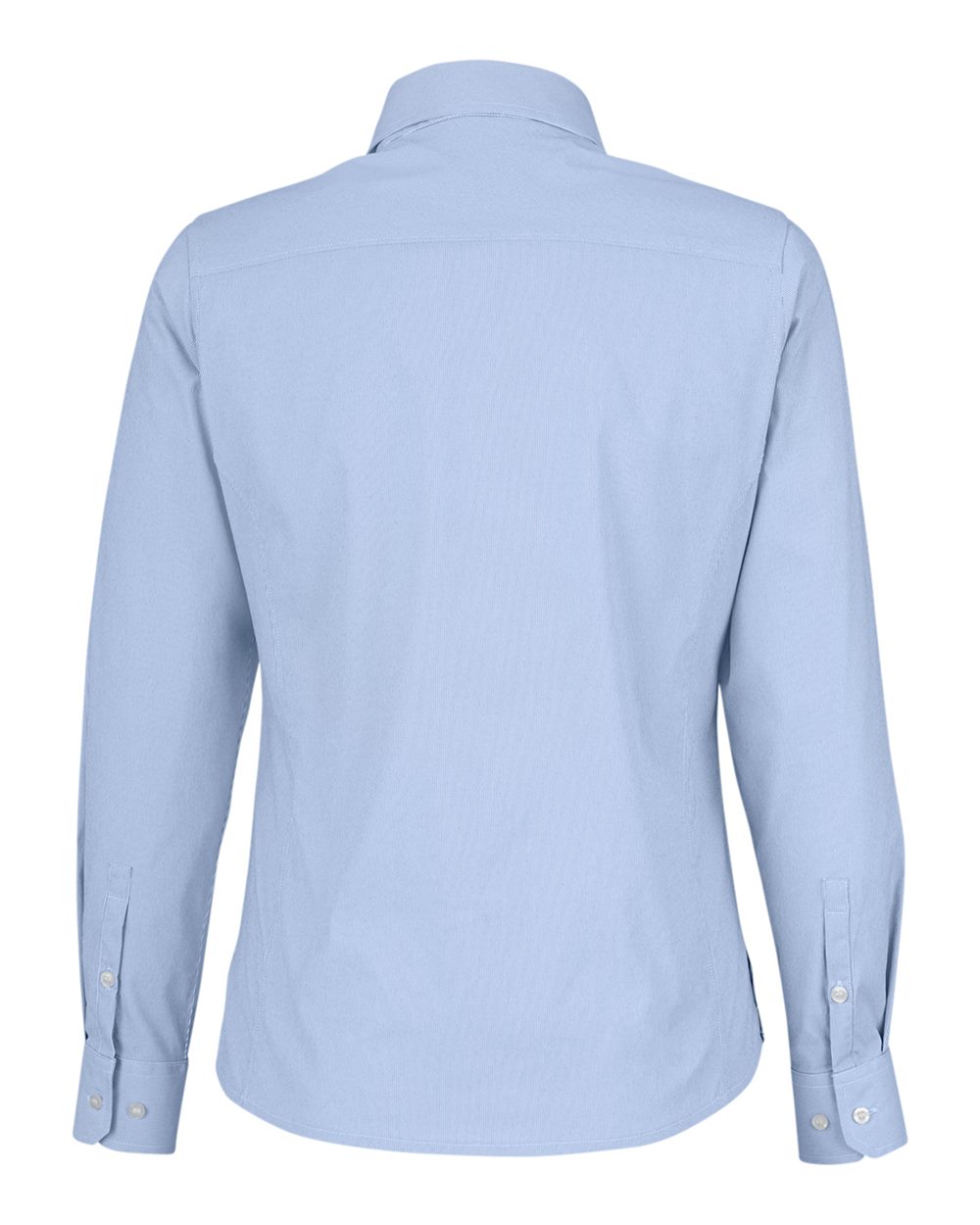 Front View of French Blue/ White Women's CrownLux Performance® Microstripe Dress Shirt - DG537W