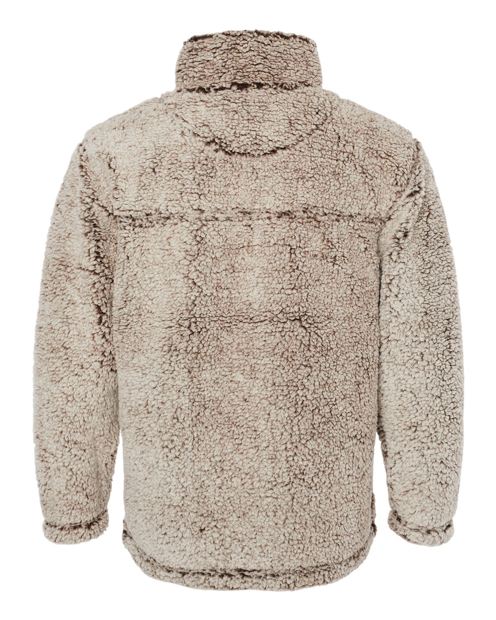 Rear View of Frosty Chocolate Sherpa Fleece Quarter-Zip Pullover - Q10