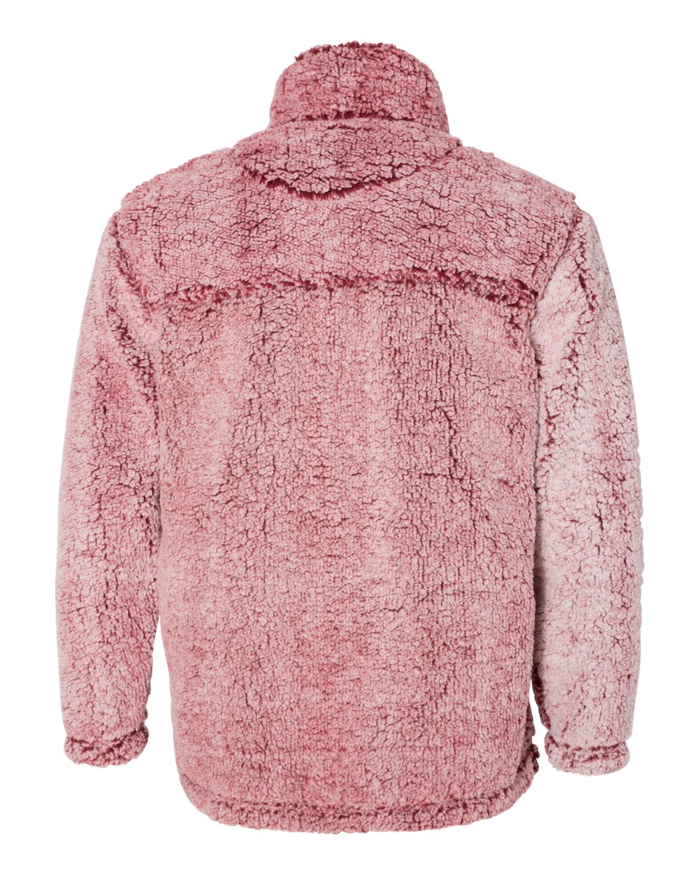 Rear View of Frosty Garnet Sherpa Fleece Quarter-Zip Pullover - Q10