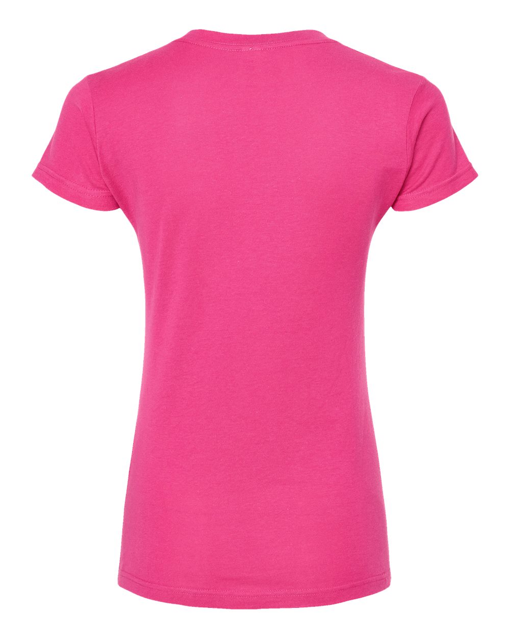 Rear View of Fuchsia Women's Fine Jersey V-Neck T-Shirt - 214