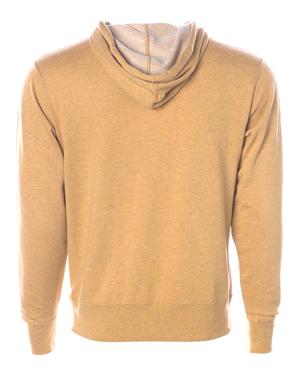Rear View of Golden Wheat Heather Midweight French Terry Hooded Sweatshirt - PRM90HT
