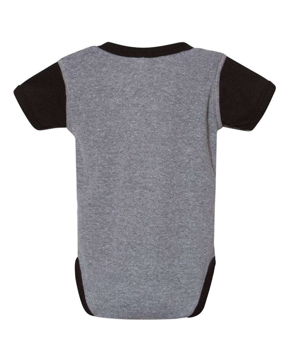 Rear View of Granite Heather/ Black Infant Baby Rib Bodysuit - 4400