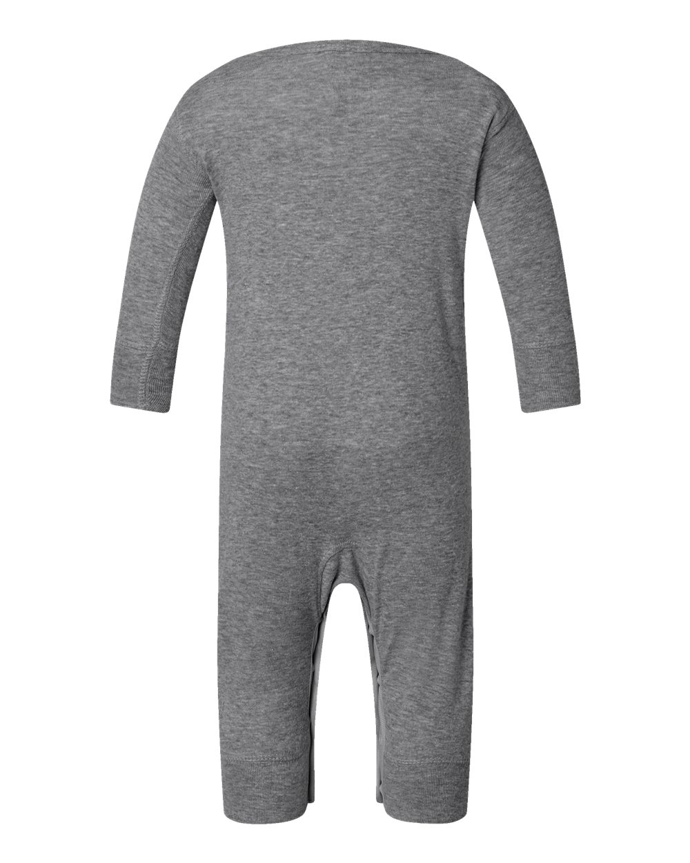Rear View of Granite Heather Infant Long Legged Baby Rib Bodysuit - 4412